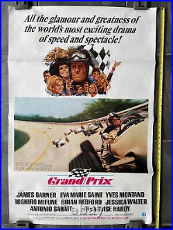 RARE Original 1967 GRAND PRIX James Garner One Sheet Movie Poster Auto Racing