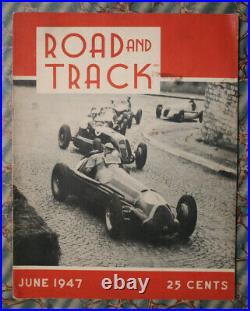 ROAD & TRACK Magazine #1 1947 Auto RACING vtg INDY 500 46 Ford OFFY Sprint Cars