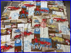Race Car Curtain Set (3) Drapes Foreign Racing Grand Prix Formula 1 Fabric VTG