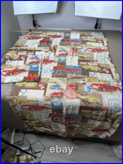 Race Car Curtain Set (3) Drapes Foreign Racing Grand Prix Formula 1 Fabric VTG