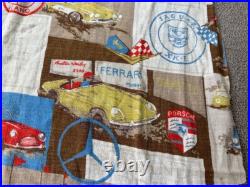 Race Car Curtain Set (3) Drapes Foreign Racing Grand Prix Formula 1 Fabric VTG