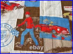Race Car Curtain Set (3) Drapes Foreign Racing Grand Prix Formula 1 Fabric VTG