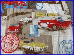 Race Car Curtain Set (3) Drapes Foreign Racing Grand Prix Formula 1 Fabric VTG