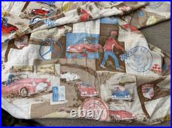 Race Car Curtain Set (3) Drapes Foreign Racing Grand Prix Formula 1 Fabric VTG