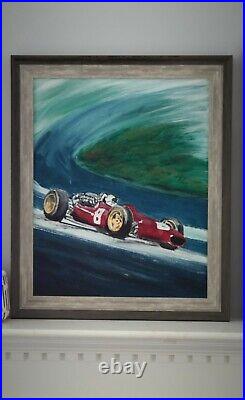 Race Car Painting Formula One Chris Amon Ferrari 312 Grand Prix F1 Art Work FRMD