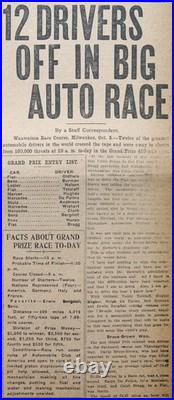 Rare 1912 Chicago Front Page Cubs, White Sox City Series, Grand Prix Auto Race