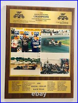 Rare 1992 Rahal Hogan Race Team Indy Car Bosch Grand Prix Champions Plaque #4