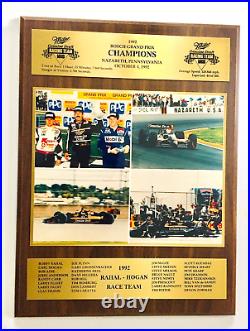 Rare 1992 Rahal Hogan Race Team Indy Car Bosch Grand Prix Champions Plaque #4