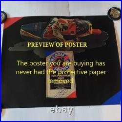 Rare VTG Freddie Spencer Signed'83 World Champion 500 Grand Prix Foil Poster