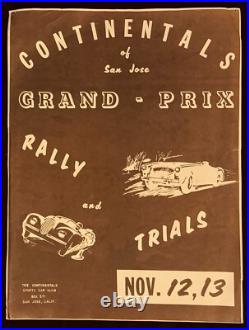 Rare Vintage 1950s Continentals Car Club of San Jose Grand Prix Race Car Poster