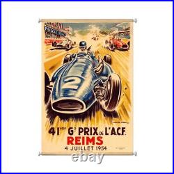 Reims Grand Prix 1954 Auto Car Race 36 Wall Hanging Giclee Printed Canvas Print