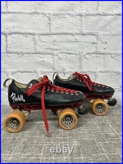 Riedell Grand Prix Vintage Speed Skates Men Size 8 Black Witch Doctor