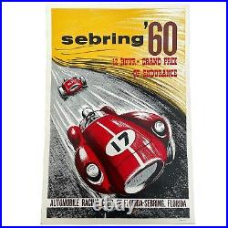 Sebring'60 Grand Prix Automobile Racing, Original Vintage Car Racing Poster