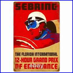 Sebring Florida 12 Hr Grand Prix Car Race 24 Heavy Duty USA Made Metal Adv Sign