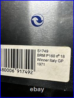 Spark 1/44 BRM P160 #18 S1749 Winner Italy Grand Prix 1971 Peter Gethin USA Box