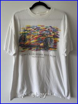VINTAGE 1996 Perry Ellis Grand Prix Club Racing Randy Owens Retro Art T-Shirt
