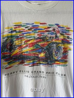 VINTAGE 1996 Perry Ellis Grand Prix Club Racing Randy Owens Retro Art T-Shirt