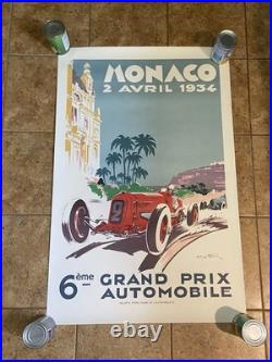 Vintage 1934 Monaco Grand Prix Poster, 1995 Automobile Club De Monaco French