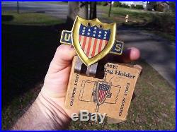 Vintage 40s nos US auto Flag holder license plate topper gm ford chevy rat rod