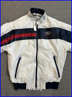 Vintage Ford Windbreaker Jacket Size M Detroit Grand Prix Logo USA Collectible