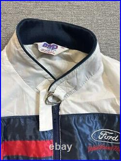 Vintage Ford Windbreaker Jacket Size M Detroit Grand Prix Logo USA Collectible