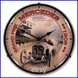 Vintage Grand Prix Mercedes Racing, Lighted Backlit LED Wall Clock Free Shipping