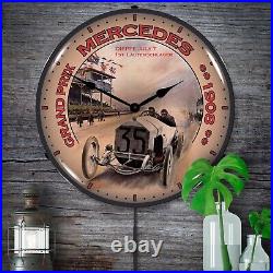 Vintage Grand Prix Mercedes Racing, Lighted Backlit LED Wall Clock Free Shipping