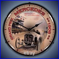 Vintage Grand Prix Mercedes Racing, Lighted Backlit LED Wall Clock Free Shipping