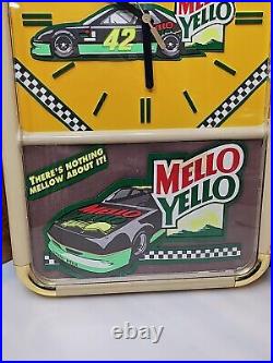 Vintage Mello Yello Grand Prix Clock RARE SODA POP ADVERTISING