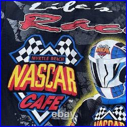 Vintage NASCAR Cafe Shirt Mens Medium M Myrtle Beach All Over Print Track Gear
