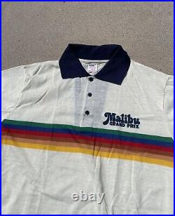 Vintage NOS Rainbow Polo Polo Striped Shirt Malibu Grand Prix size L DEADSTOCK