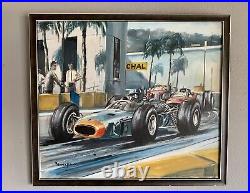 Vintage Painting 1965 Graham Hill BRM P38 Grand Prix Win Racing Michael Maule! 1