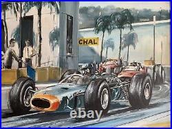 Vintage Painting 1965 Graham Hill BRM P38 Grand Prix Win Racing Michael Maule! 1