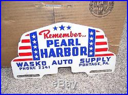 Vintage WW2 Remember Pearl Harbor auto license plate topper kit gm car old chevy
