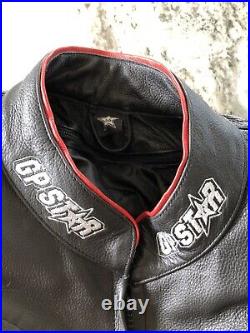 Vintage Yamaha Leather Grand Prix Motorcycle Racing Jacket Black Red Silver