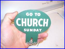 Vintage license plate auto attachment topper part rare Go TO Church Sunday 40s