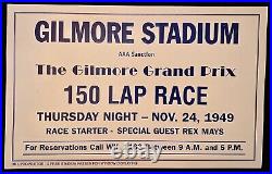 Vtg 1949 Gilmore Stadium Aaa Rex May Grand Prix Race Car Window Display Sign