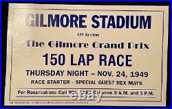 Vtg 1949 Gilmore Stadium Aaa Rex May Grand Prix Race Car Window Display Sign