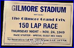 Vtg 1949 Gilmore Stadium Aaa Rex May Grand Prix Race Car Window Display Sign