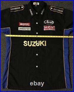 Vtg 90s Suzuki Dainese Racing Pit Crew Shirt XXL Biker Driving Car NASCAR Grunge