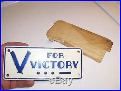 Vtg nos WW2 Victory License Plate HARLEY KNUCKLEHEAD PANHEAD FLATHEAD BOBBER rod