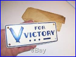 Vtg nos WW2 Victory License Plate HARLEY KNUCKLEHEAD PANHEAD FLATHEAD BOBBER rod