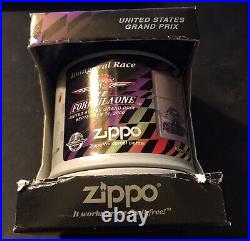 Zippo Lighter Formula One US Grand Prix Design With Box And Tin Collectible